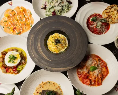 Wevino Italian Menu – Pasta, Brunch & Wine Pairings Top-Down View Of Italian Dishes And Wine At Wevino Restaurant In Westlake Village.